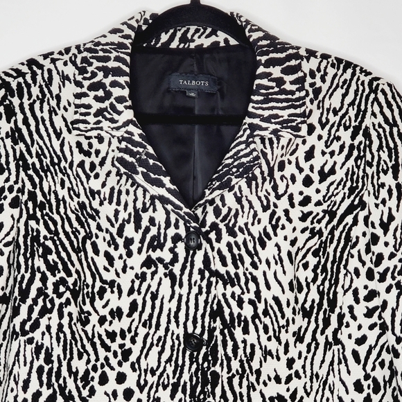 Talbots Textured Lined Blazer Size 16 Button Front Jacket Animal Print Office - Picture 2 of 13